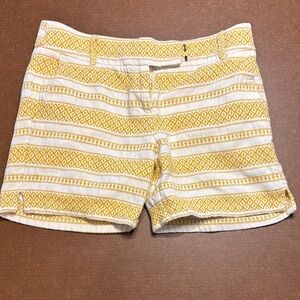 LOFT Mustard and Cream Patterned Shorts